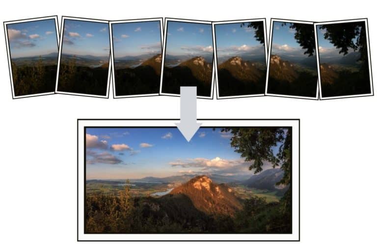 Panoramaaufnahme aus der Hand, bestehend aus 7 Bilder im Hochformat