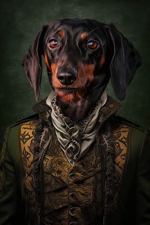 Hundeportrait im Jagd Kostüm