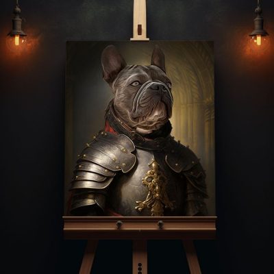 hund_portrait_bulldogge_in_hufschmied_renaissance_mittelalter_kleidung_gemälde