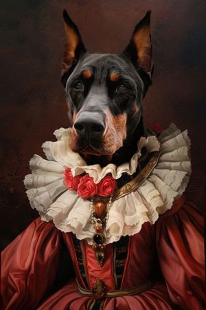 hund_portrait_in_graefin_renaissance_mittelalter_kleidung_gemälde