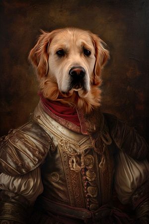hund_portrait_in_jagd_renaissance_mittelalter_kleidung_gemälde