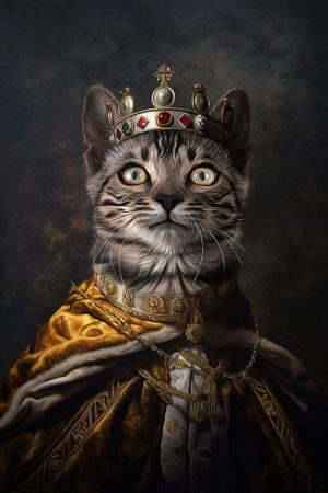 katzen_portrait_in_koenig_renaissance_mittelalter_kleidung_gemälde